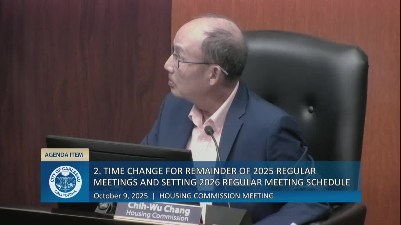 Housing commission sets 4 p.m. meeting time for remainder of 2025 and adopts 2026 schedule