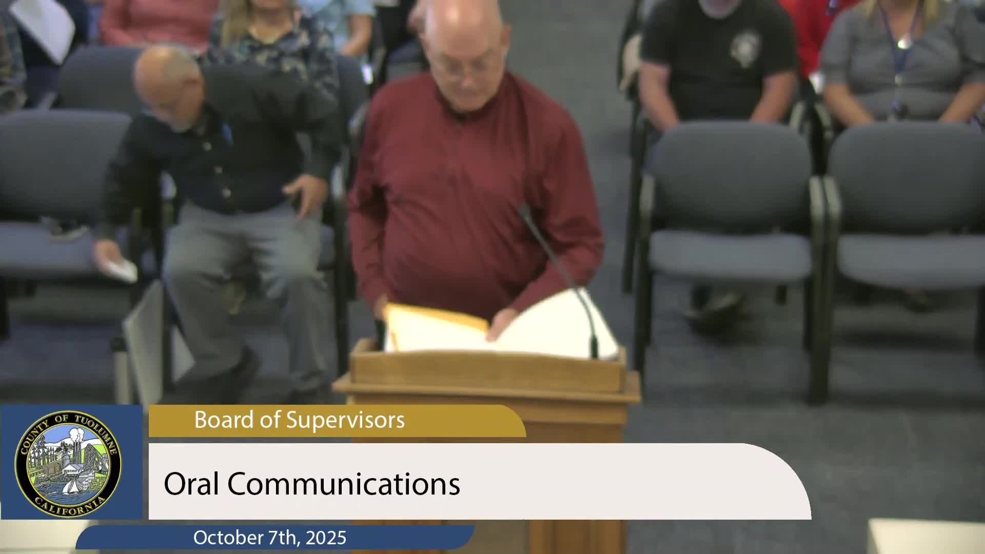 Residents press Tuolumne supervisors to investigate alleged county water‑line tap by Supervisor Mike Holland; Holland says hydrant donated to county