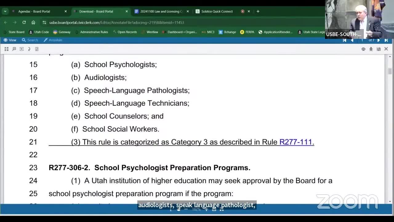 Committee approves amendments to educator‑preparation rule for counselors, school psychologists and related specialties