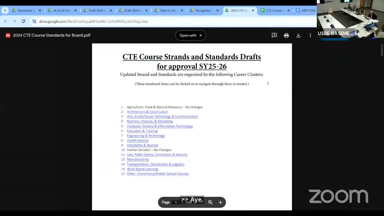 Committee advances CTE course revisions, approves dozens of course updates and amends construction standards