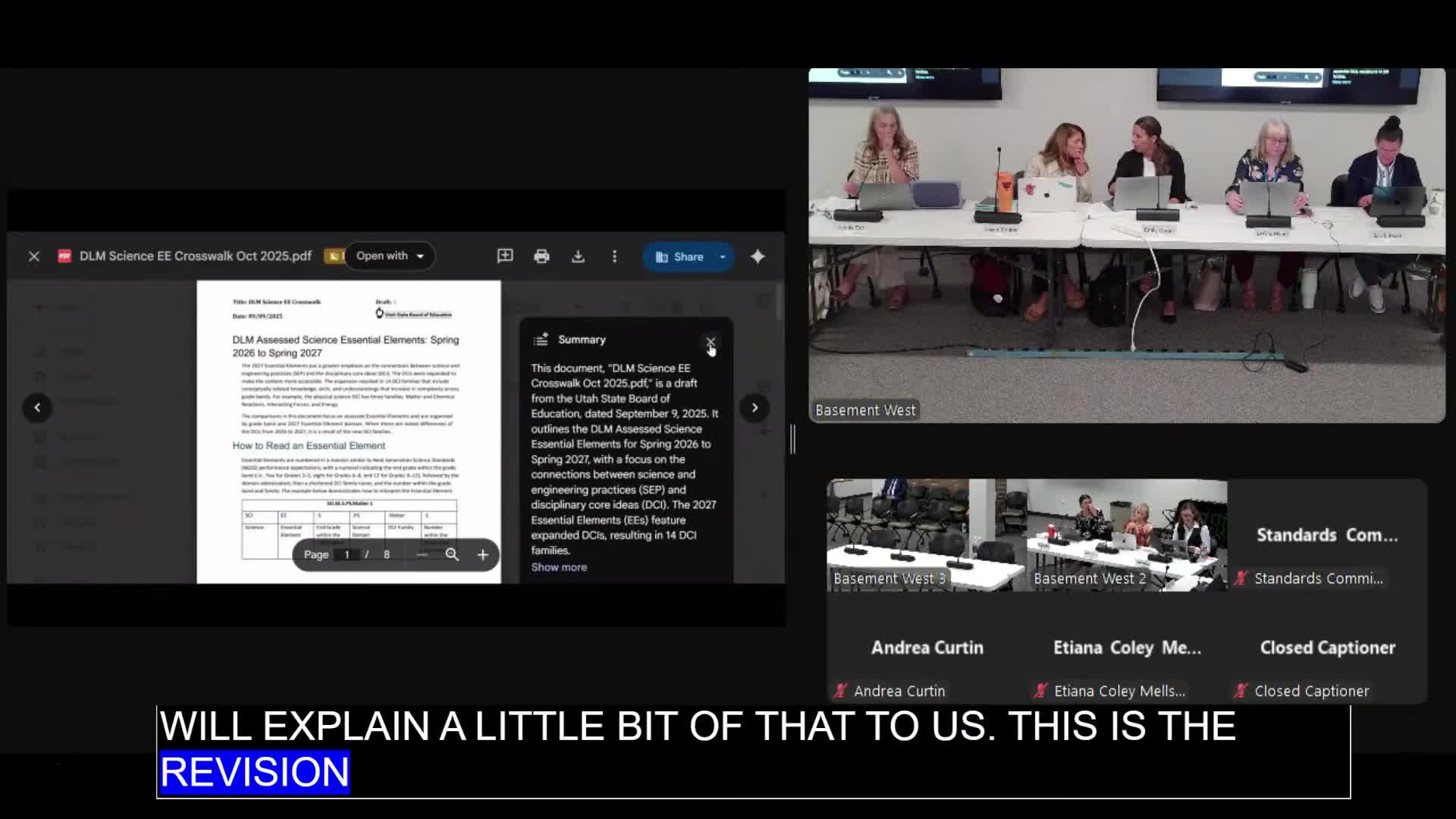 Committee approves Dynamic Learning Maps revision for alternate science standards; staff to provide additional instructional guidance
