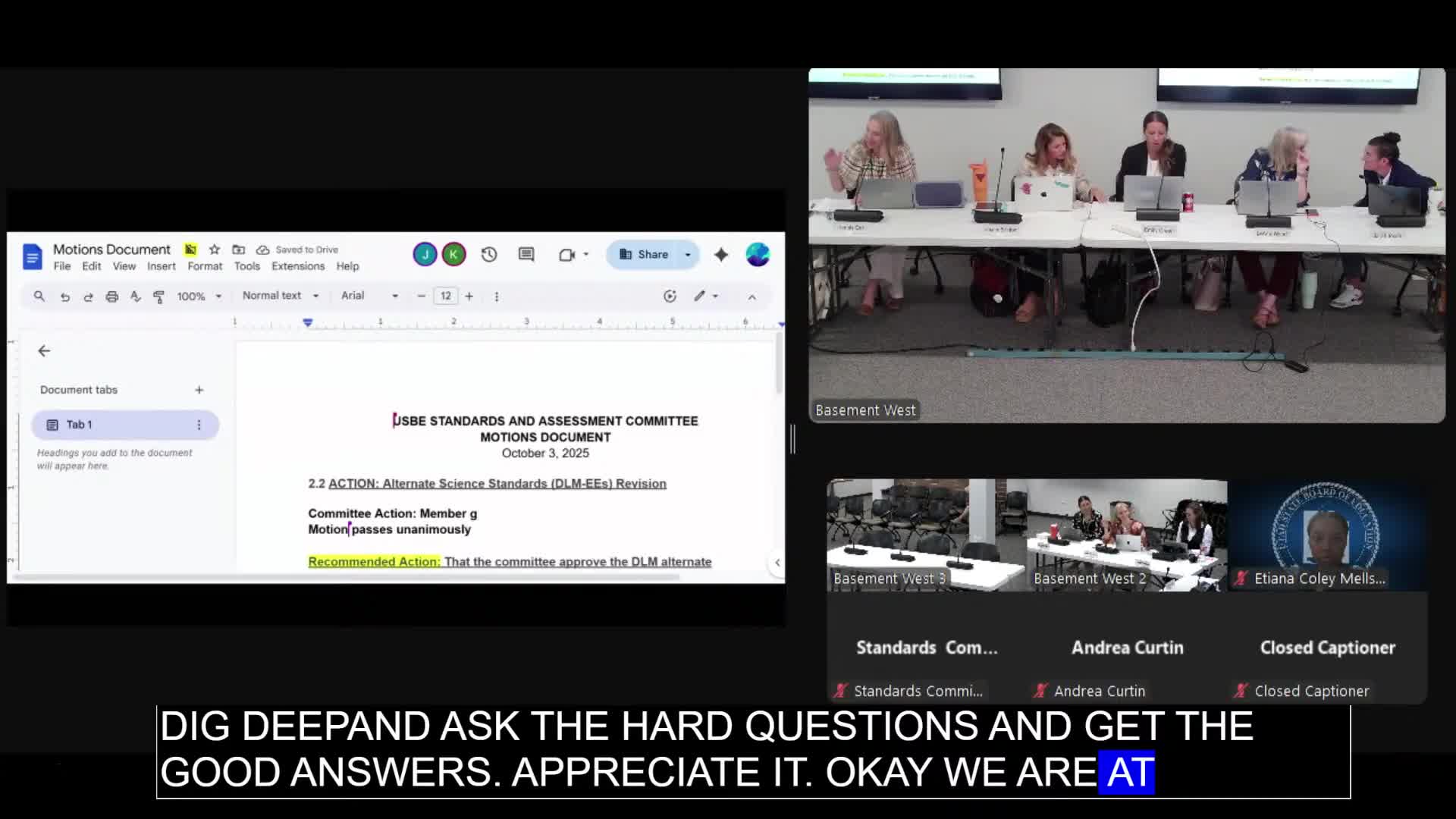 Committee amends rule language for exit and engagement surveys, clarifies administration schedule