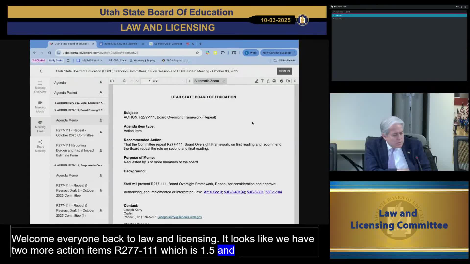 Committee presses pause on repeal of rule oversight framework; sends oversight revisions to special meeting