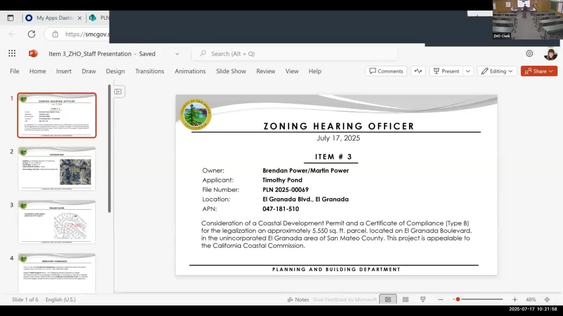 Zoning Officer Grants Certificate of Compliance and Coastal Permit for Small Parcel in El Granada