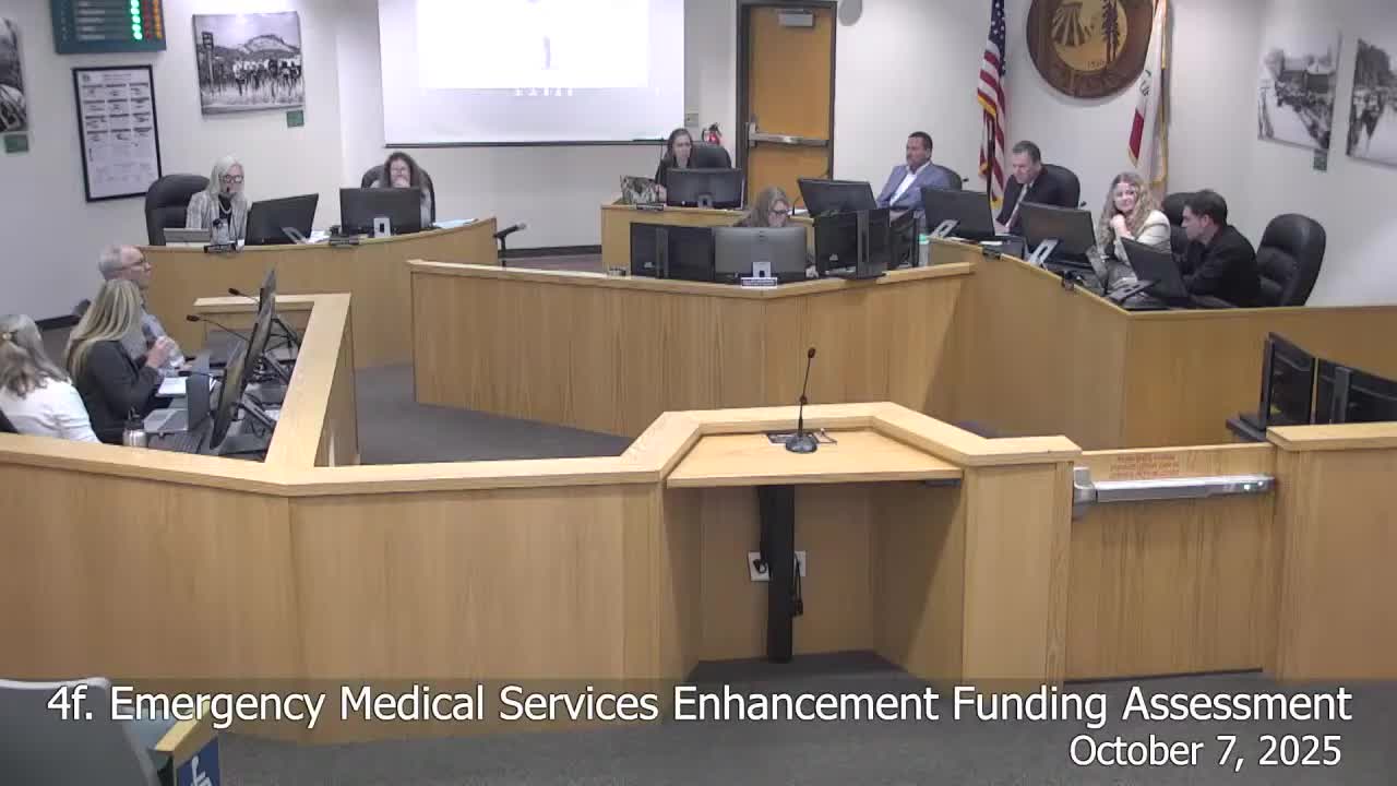 County accepts EMS fiscal review for rural ambulances; asks executive office for funding and sales‑tax analysis