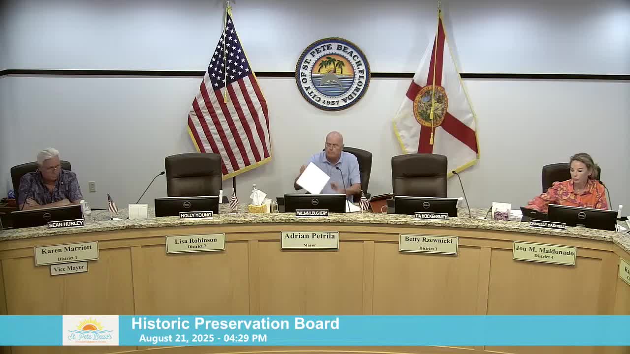 Board reviews draft design‑guidebook framework; staff updates short‑term rental enforcement and storm‑damage repairs
