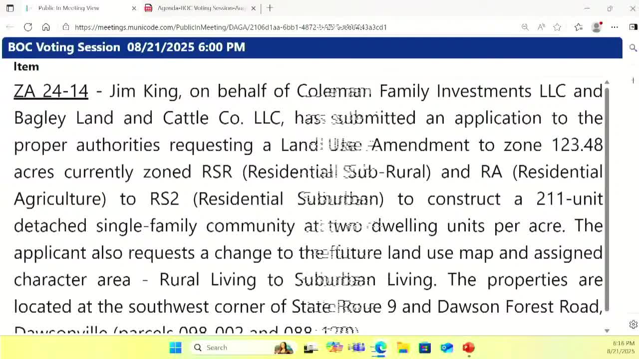 Dawson County denies rezoning for 211‑home subdivision at Highway 9 and Dawson Forest Road