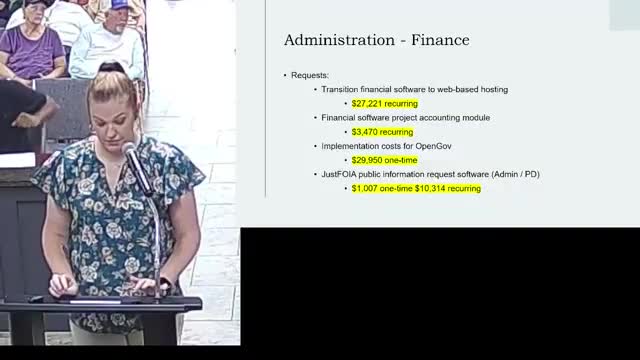 Council hears citywide supplemental budget requests including finance software and staffing needs