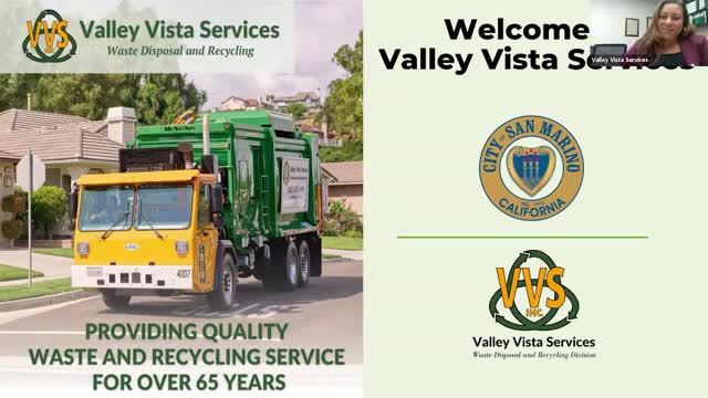 San Marino staff, Valley Vista detail two‑cart rollout and SB 1383 requirements; residents ask about sizes, bags and timing