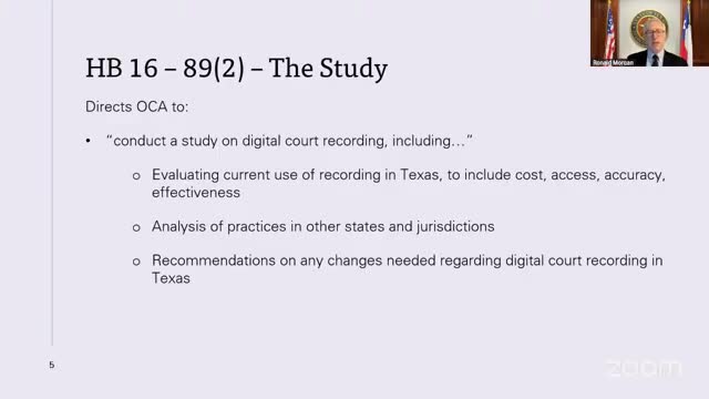 OCA outlines HB 16 study on digital court recording, seeks university partner