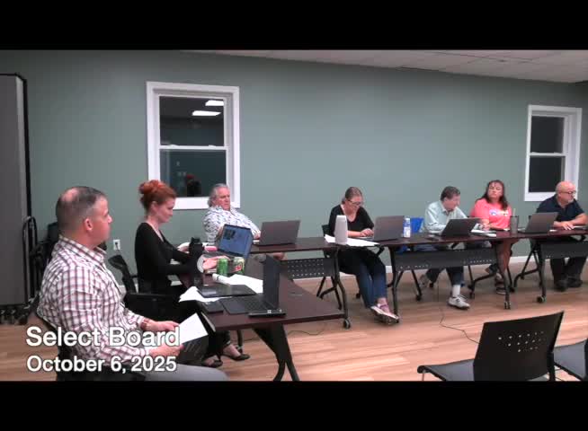 Select Board authorizes public hearing on heavy-vehicle exclusion for Brigham Road; proposes 2.5-ton limit