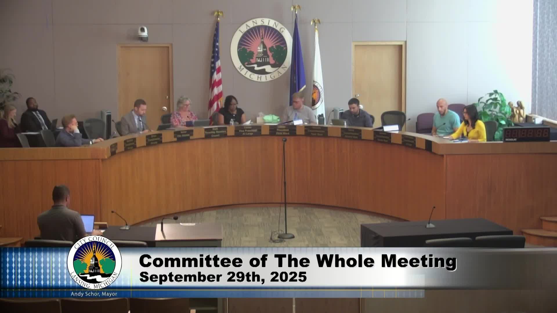 Lansing council recesses into closed session under MCL 15.268(e) to consult with city attorney on pending litigation