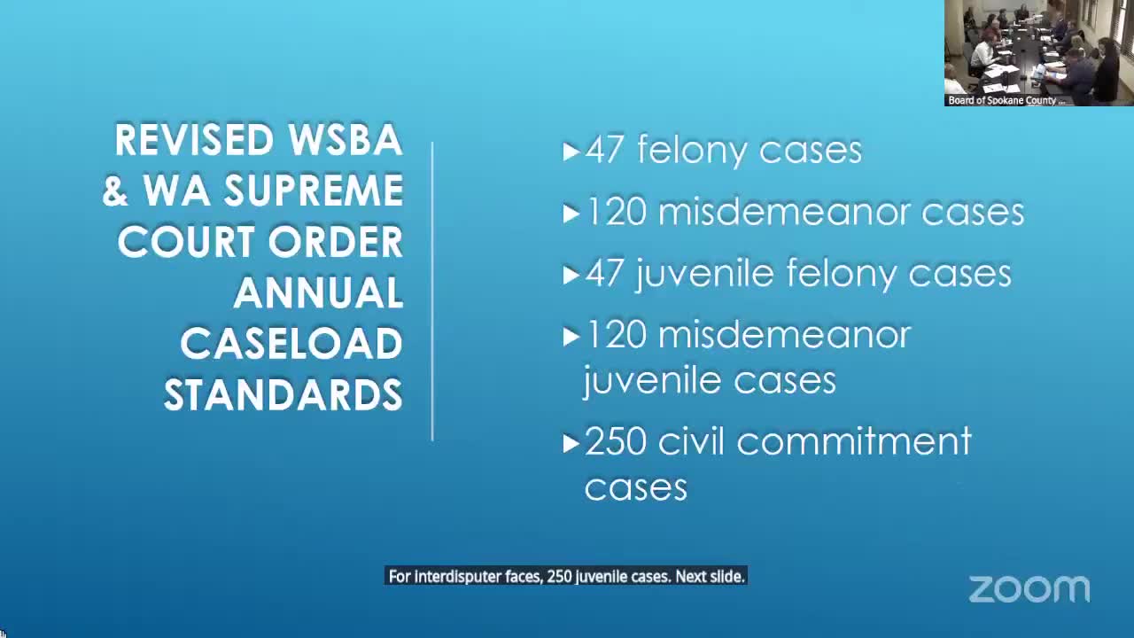 Public defense urges staggered phase‑in of caseload standards, requests staffing and space to meet new workload