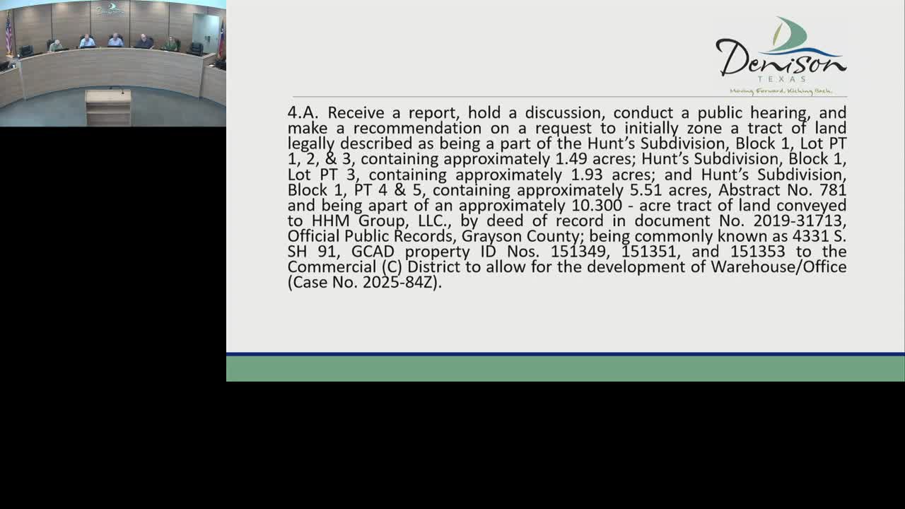 Planning Commission recommends commercial zoning along Texoma Parkway for Lindsey Glass expansion