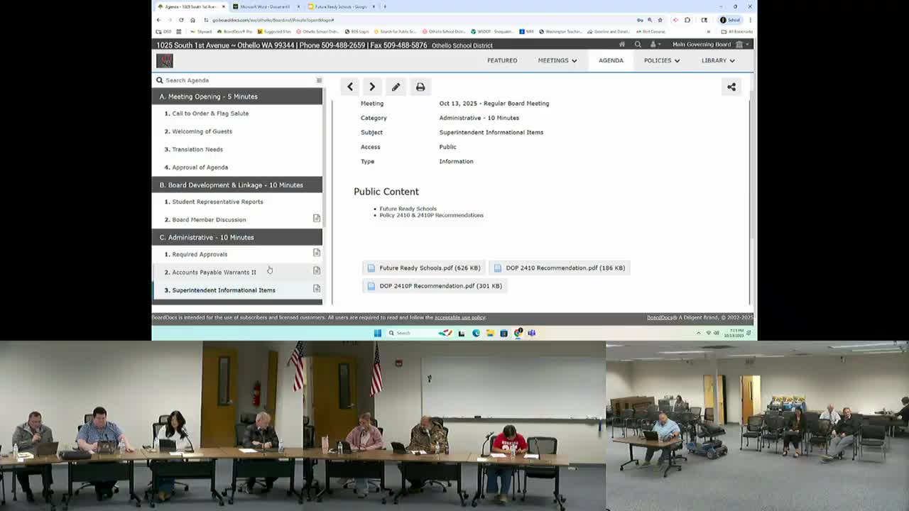 Othello School Board outlines multi-year levy and bond strategy, forms 'Future Ready Schools' advisory effort
