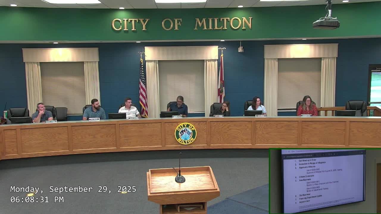 Milton Board of Adjustment elects chair, vice chair; planning staff reports on Dogwood subdivision and other projects