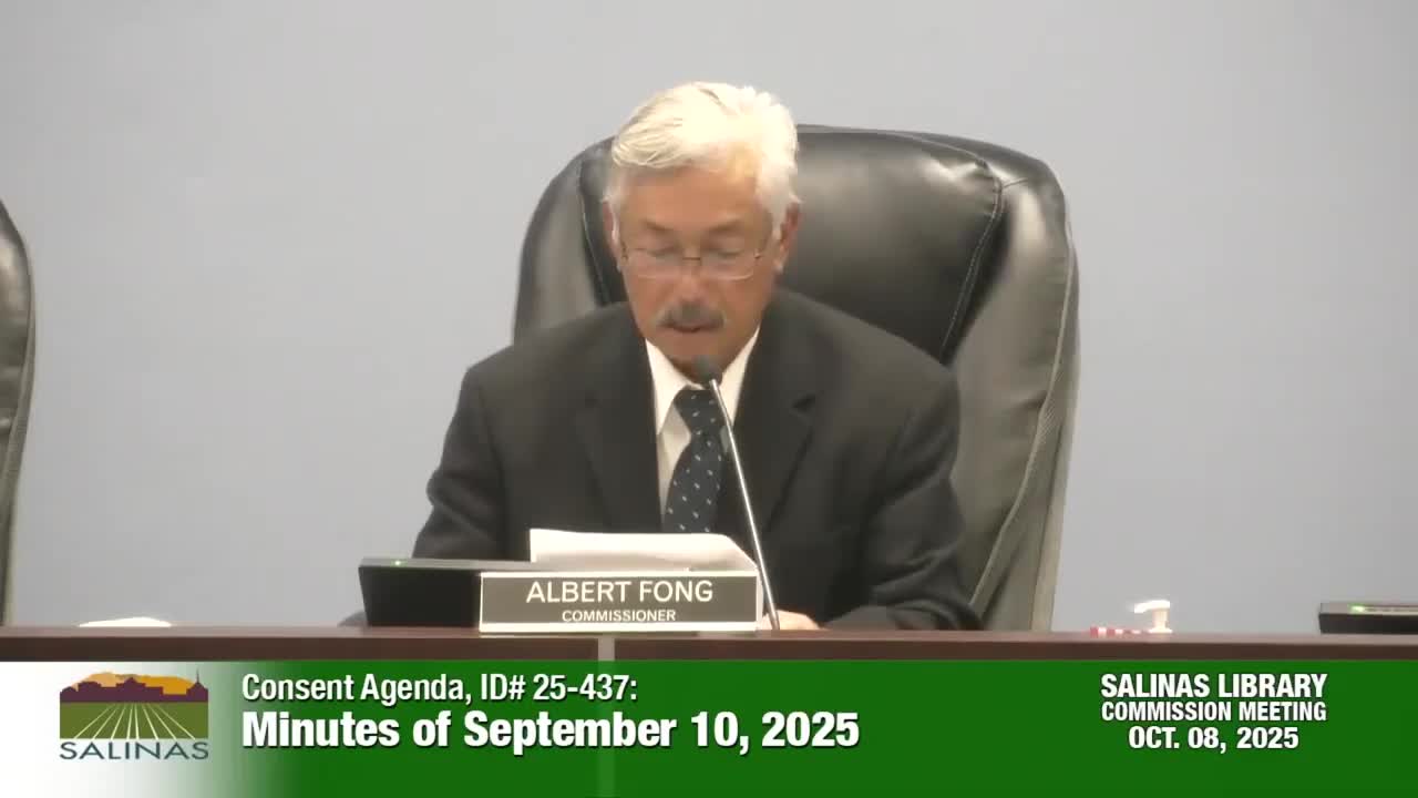 Salinas library commission approves minutes, hears multi‑million dollar parks and library project updates