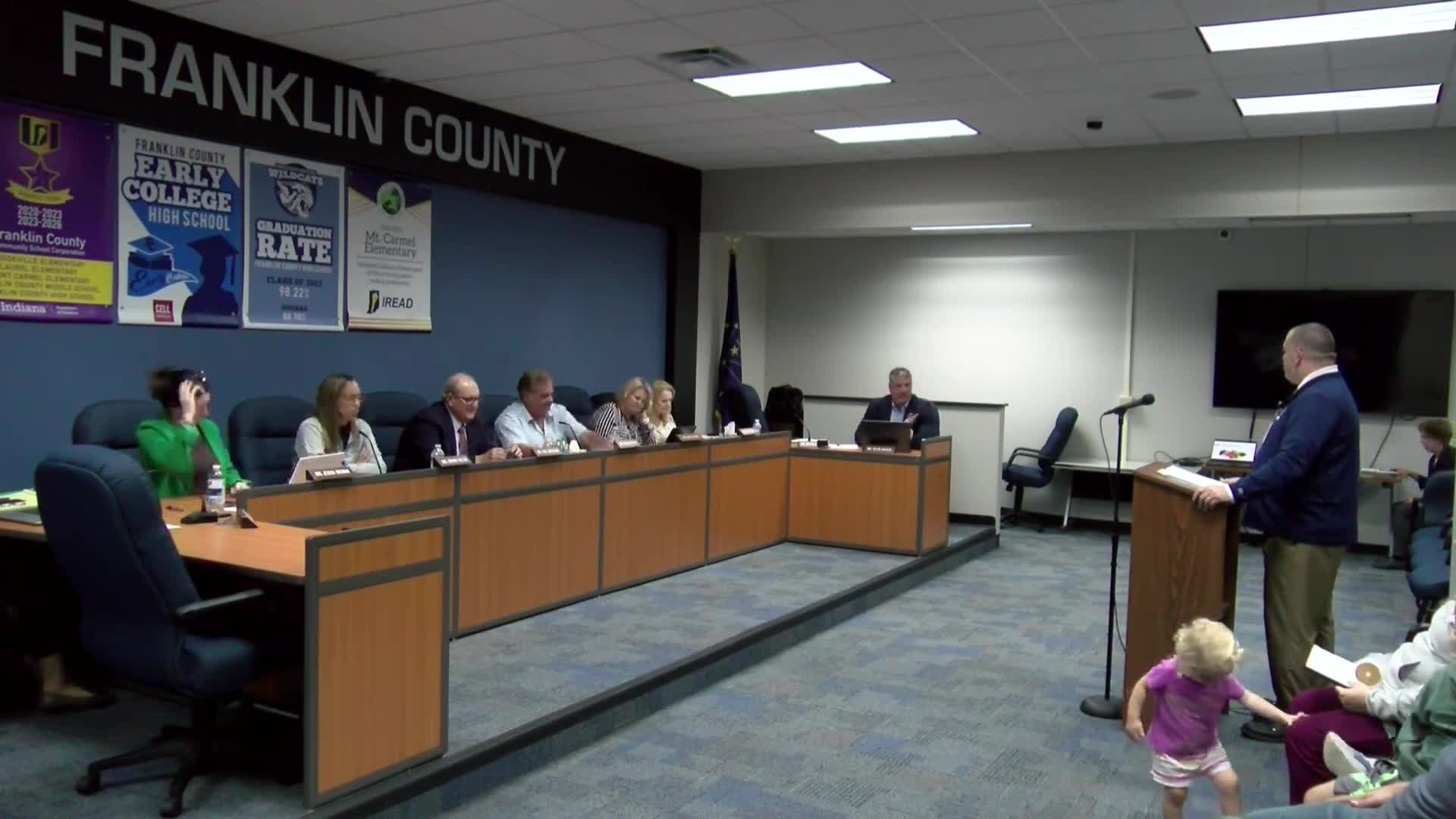 Franklin County school board approves field naming, budget resolutions, hires and routine items; several votes unanimous