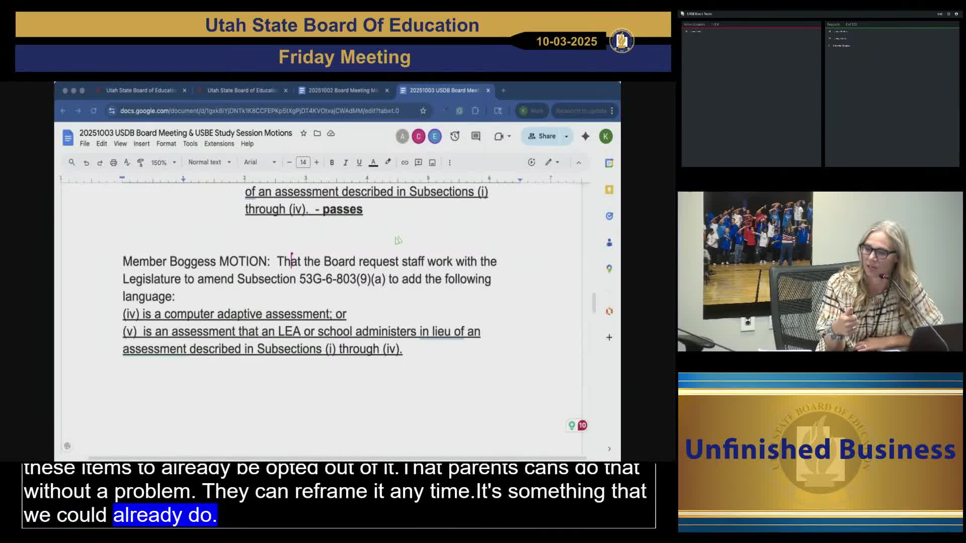 Board rejects request to add opt-out language for LEA assessments to 2026 legislative package