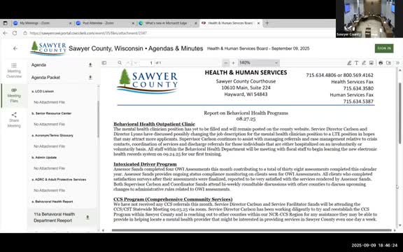 Sawyer County HHS warns of caregiver and clinician shortages as CLTS referrals rise and out‑of‑county placements drive costs