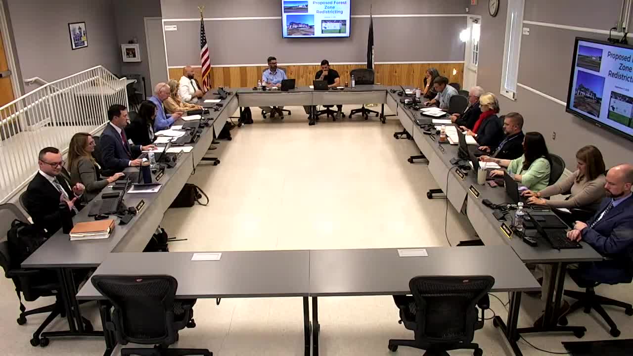 School board advances Forest‑zone redistricting plan, schedules public hearing for Oct. 9