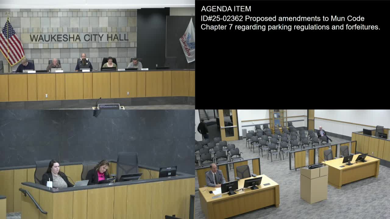 Committee recommends change to Chapter 7: police authority to cite unregistered and illegally parked vehicles, raises parking forfeitures