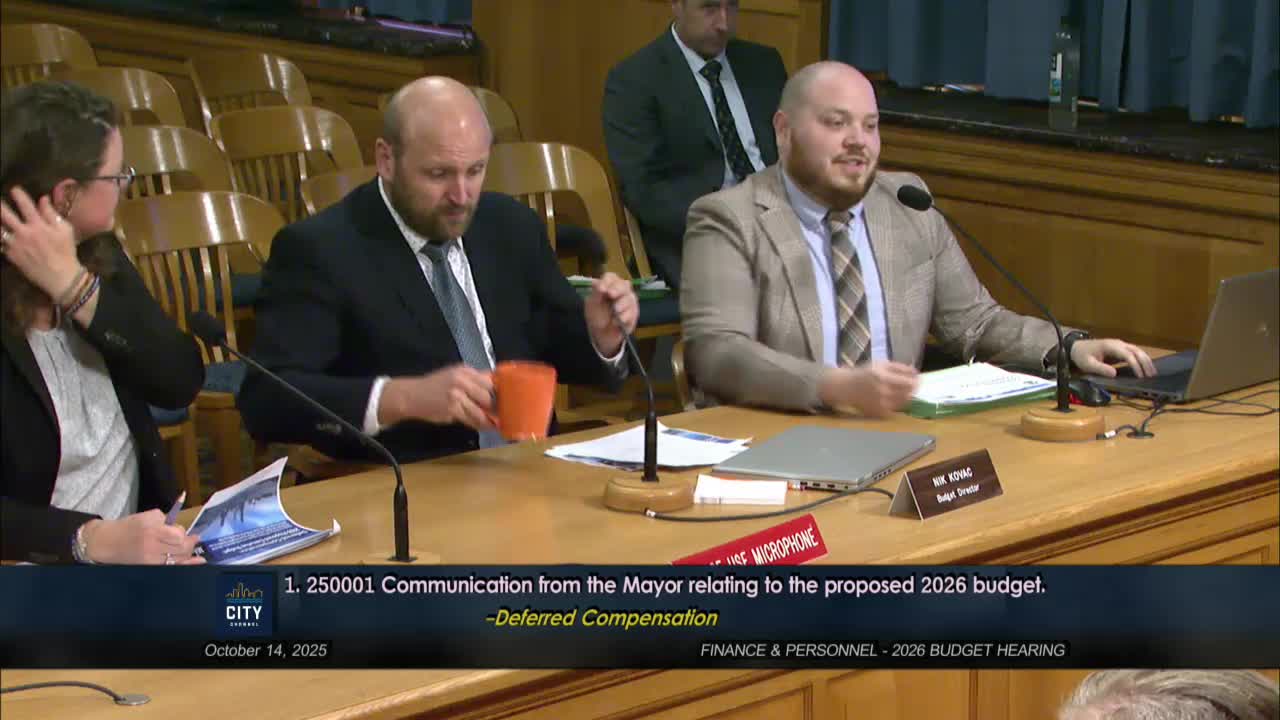 Committee hears presentation on city deferred compensation plan; proposed 2026 budget holds steady at $543,377