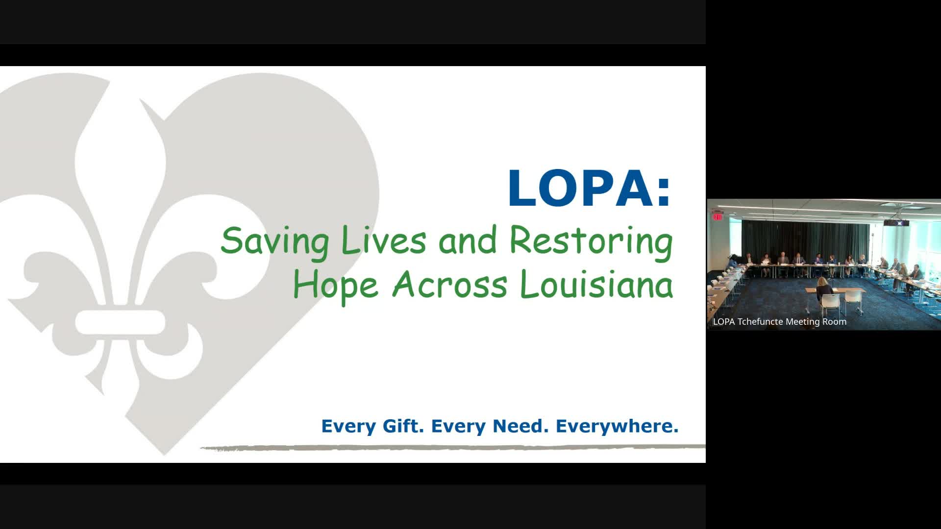 Organ-procurement agency briefs joint health committees on donation work and state partnership needs