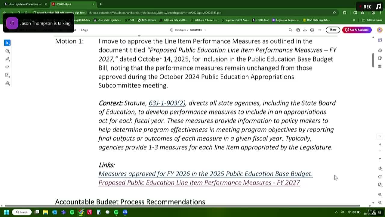 Votes at a glance: Senate Education Appropriation Subcommittee (Oct. 15, 2025)