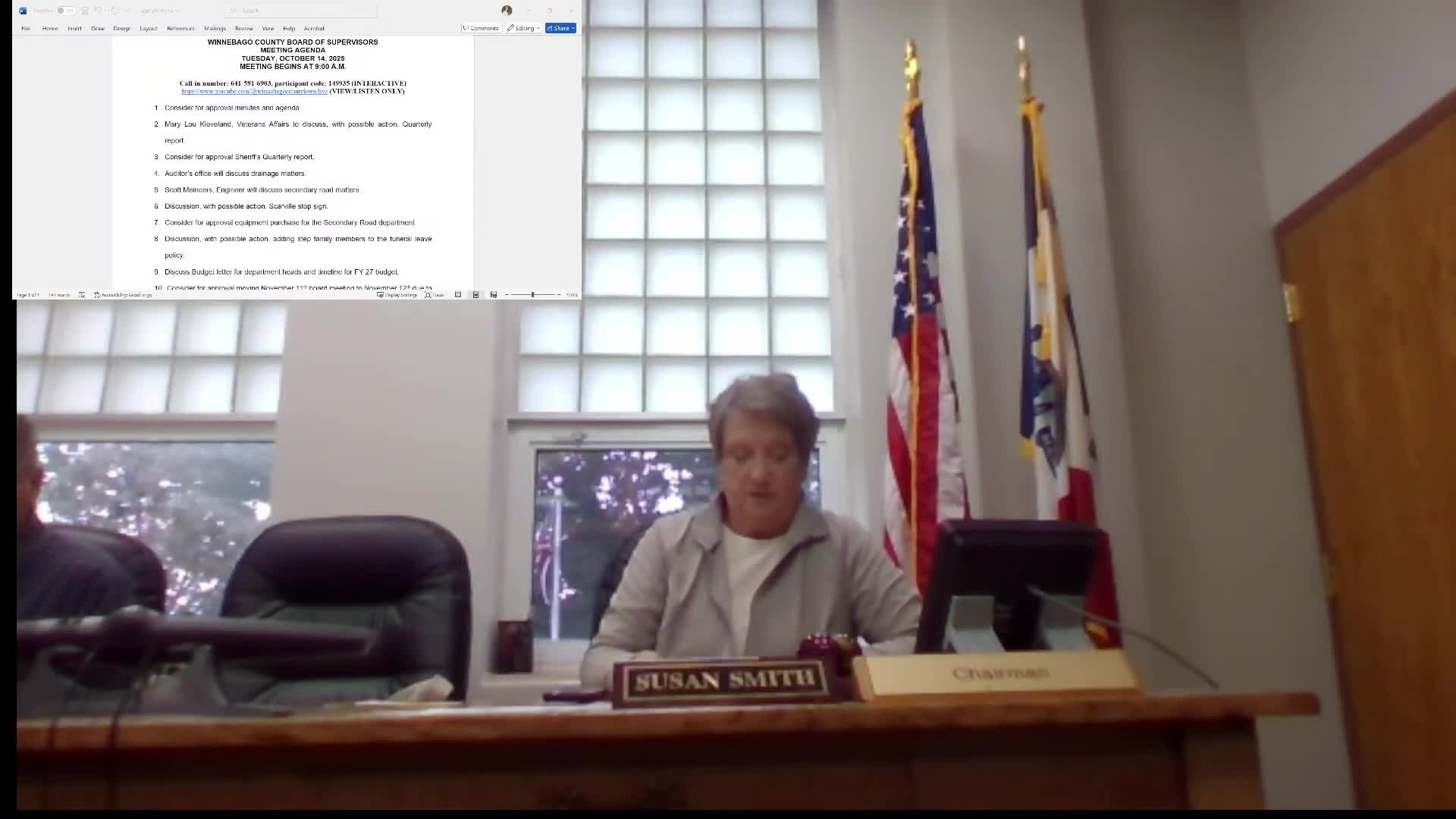 Supervisors consider adding step‑family members to funeral leave policy; to seek counsel wording and return next week