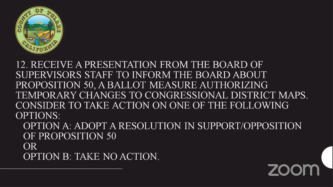 Tulare County supervisors adopt resolution opposing Prop. 50, citing local control concerns