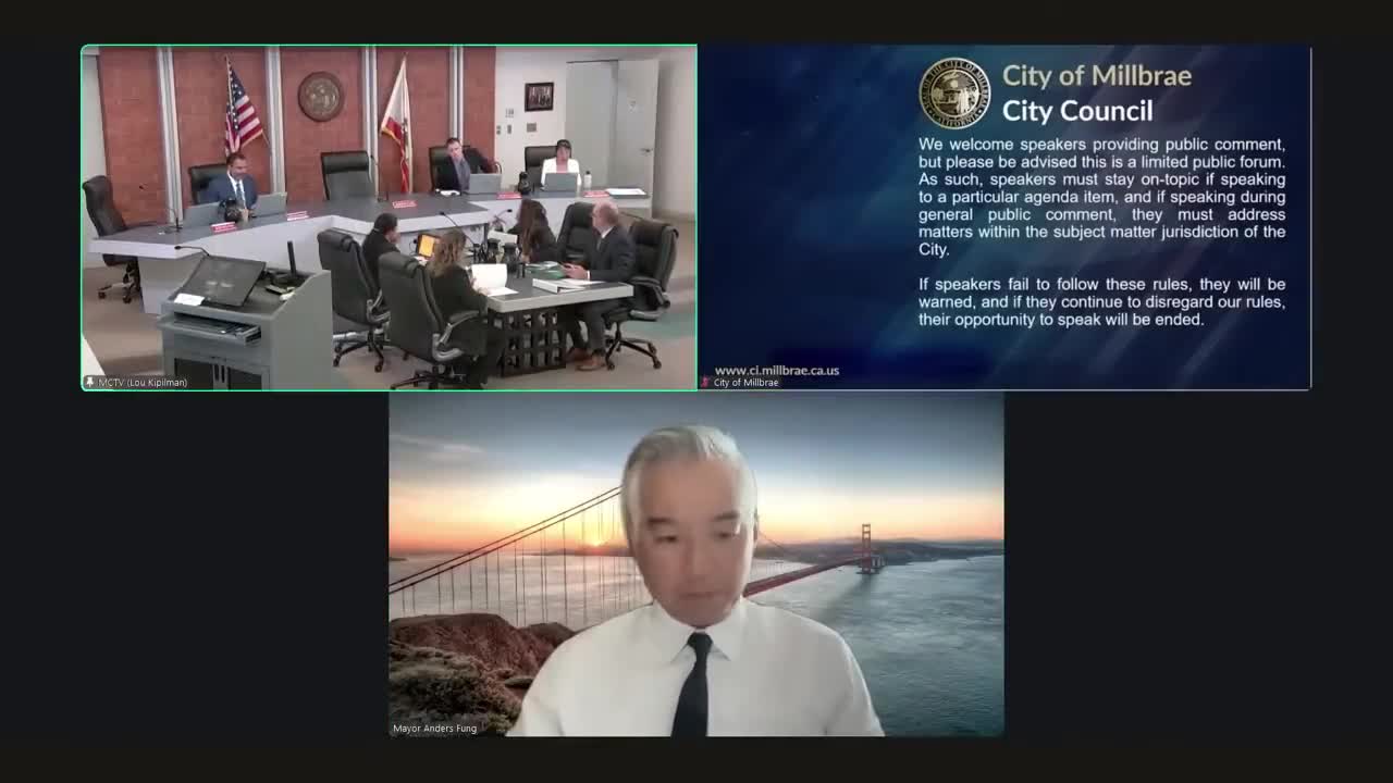 Millbrae City Council adjourns to closed session; no public comment
