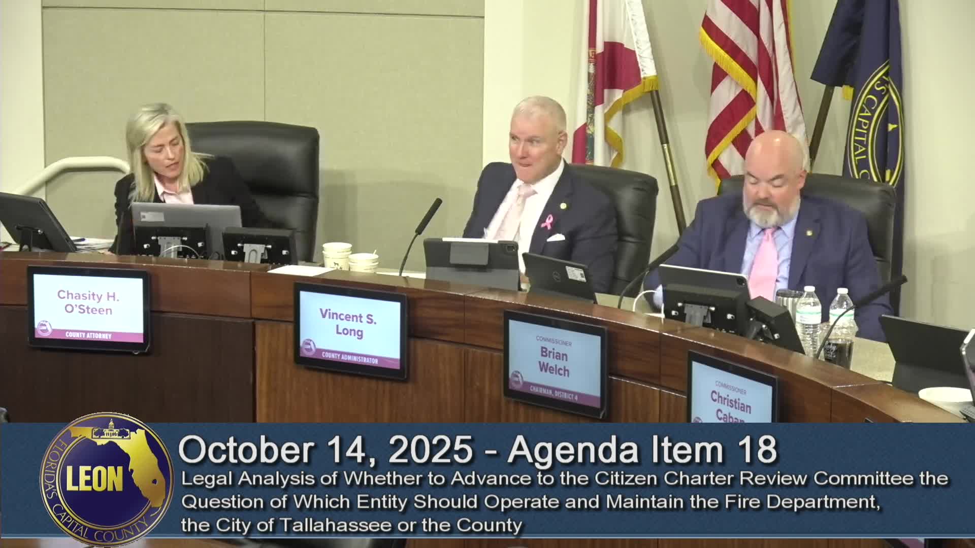 Commission accepts legal analysis on fire department transfer; declines to send question to charter review committee
