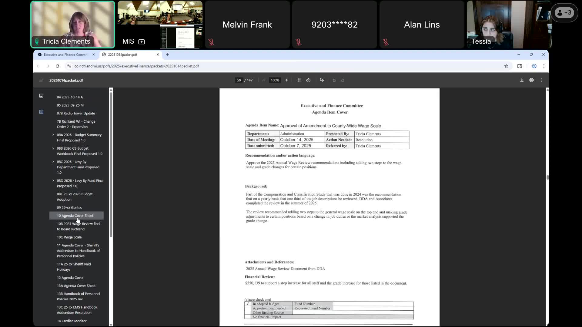 Committee backs 2026 wage‑scale changes and multiple reclassifications; recommends two added steps to pay grid