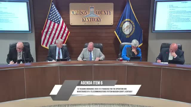 Fiscal court opens first reading of nonexclusive telecommunications franchise ordinance; county to solicit bids
