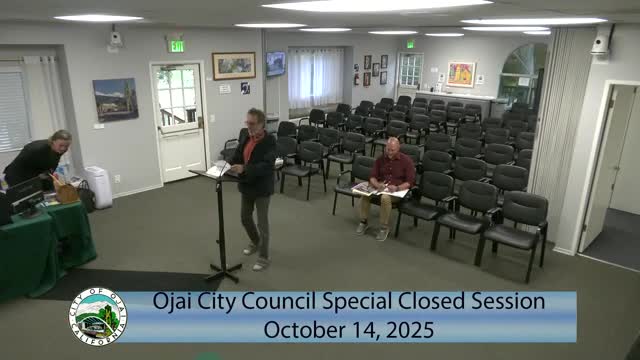 Resident asks why Ojai City is acquiring 503 South Venture; council moved to closed session