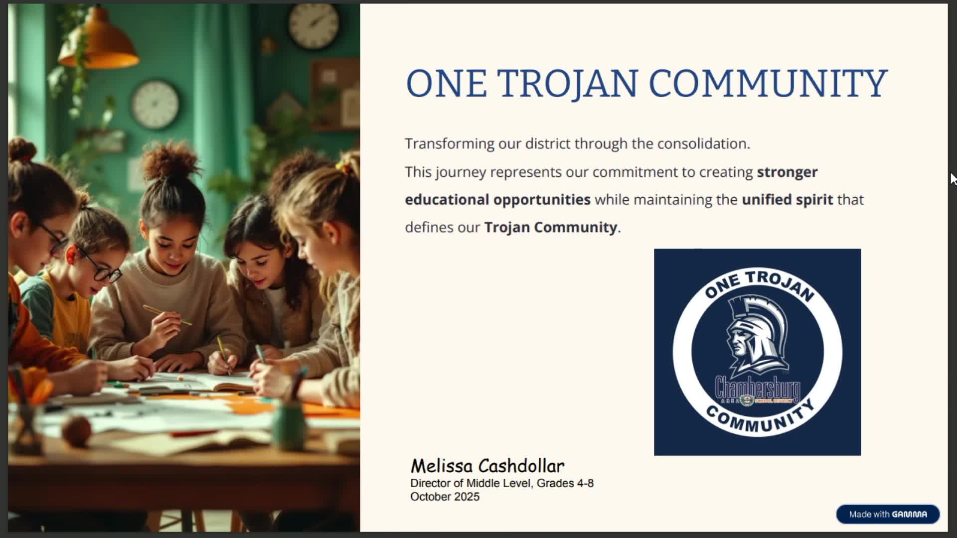 CASD middle‑level director outlines unified schedule, content specialists and plans for 4–6 / 7–8 reconfiguration