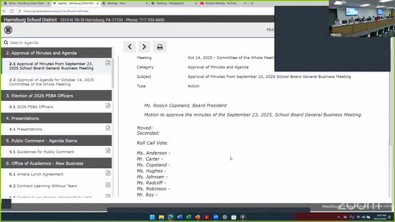 Committee moves dozens of consent items to Oct. 28 agenda; several board motions approved 7–0