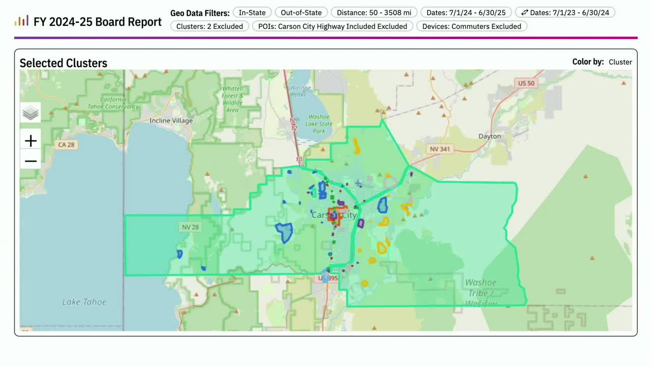 Carson City staff present DataFi visitor estimates and marketing plans; staff caution data is directional