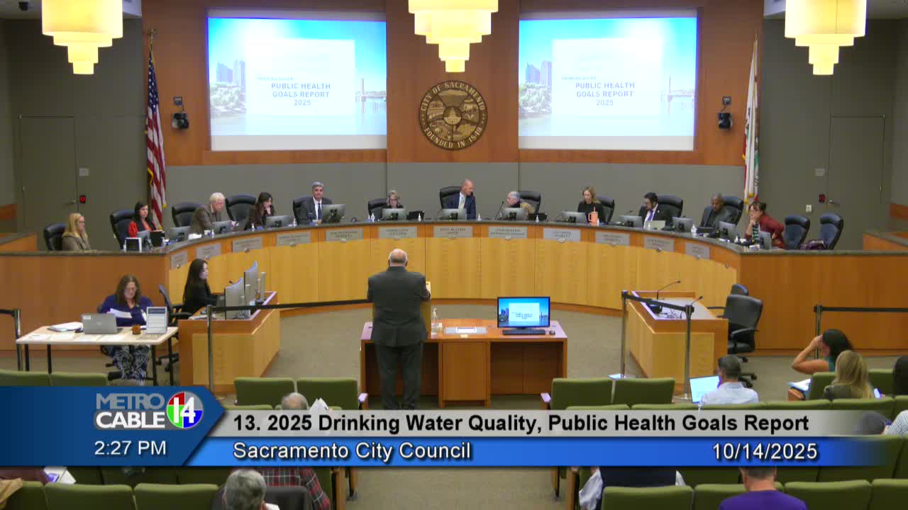 Council accepts 2025 drinking water public health goals report; city says state public-health goals exceeded in limited groundwater sources