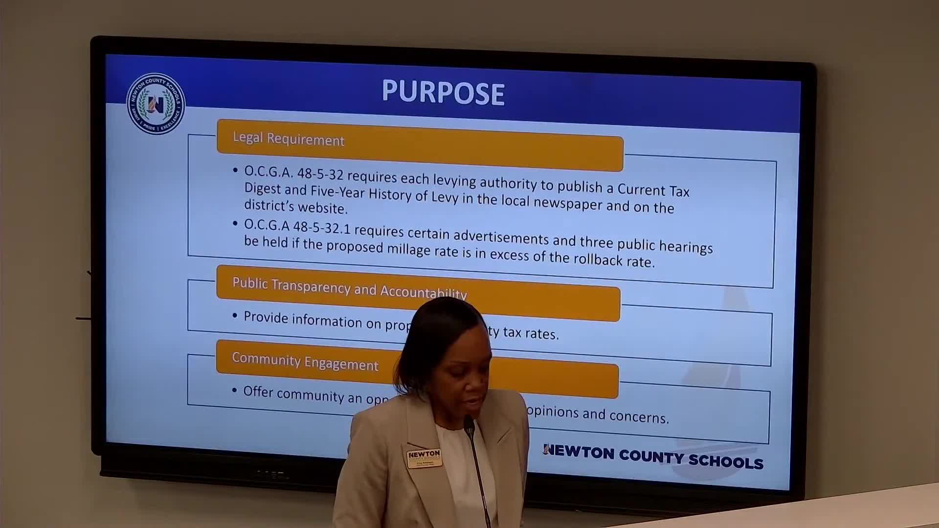 Newton County Board of Education reviews FY2026 millage options; 15.75 mills remains proposed