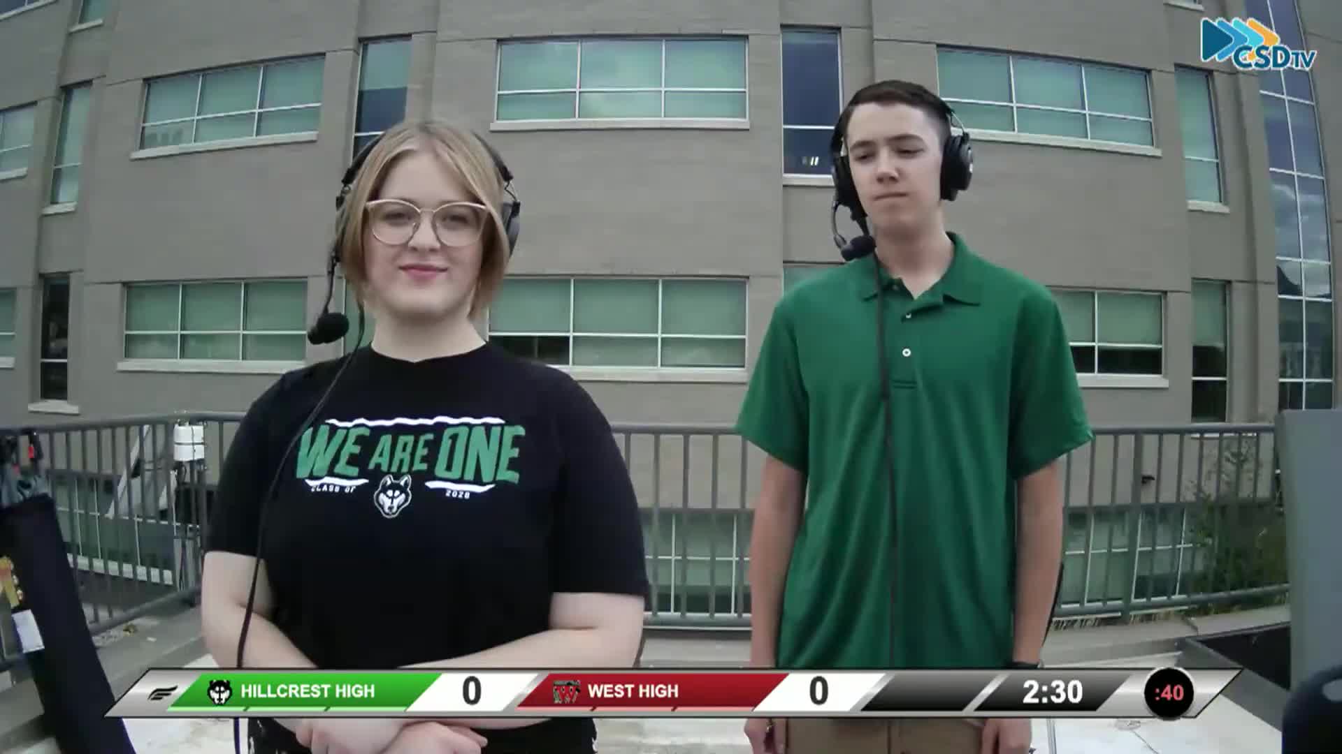 Transcript records a Hillcrest High School football broadcast; no civic actions recorded