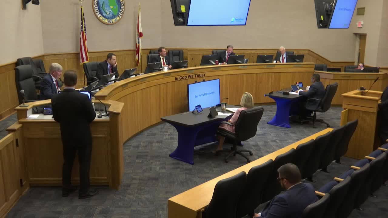 Eastport WRF construction: commissioners approve headworks replacement and a disputed change-order amid schedule and cost concerns