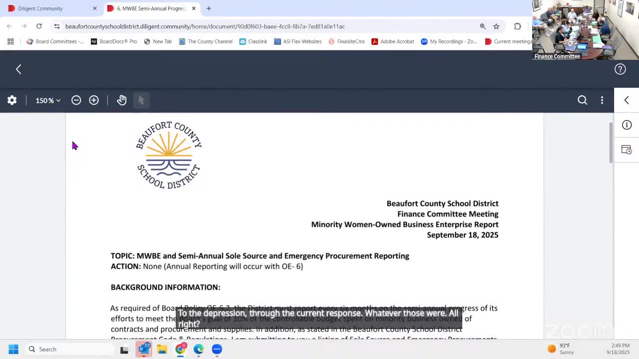 Semiannual MWBE report: certified minority- or women-owned spend 3.29% of controllable budget; combined certified and noncertified 14.11%