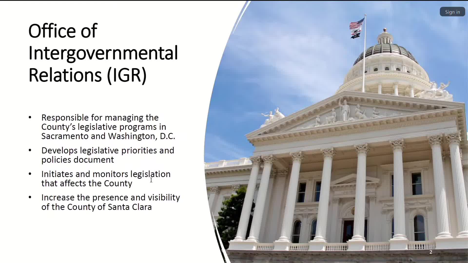 County staff present draft 2026 public‑safety legislative policies; several bills reported signed by governor