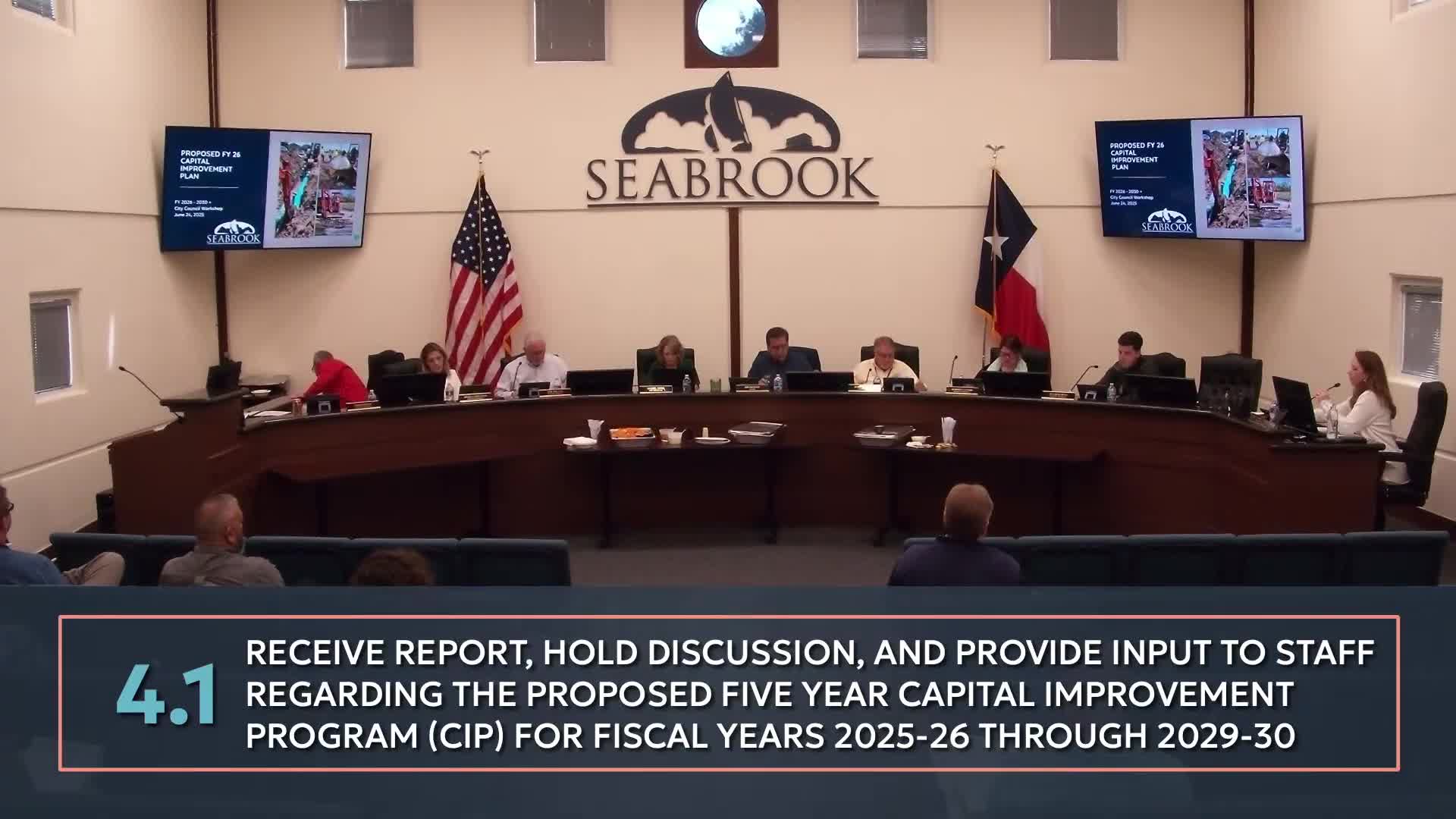 Seabrook staff outline $23M‑plus five‑year capital improvement program; pier, streets, wastewater and public‑safety projects highlighted