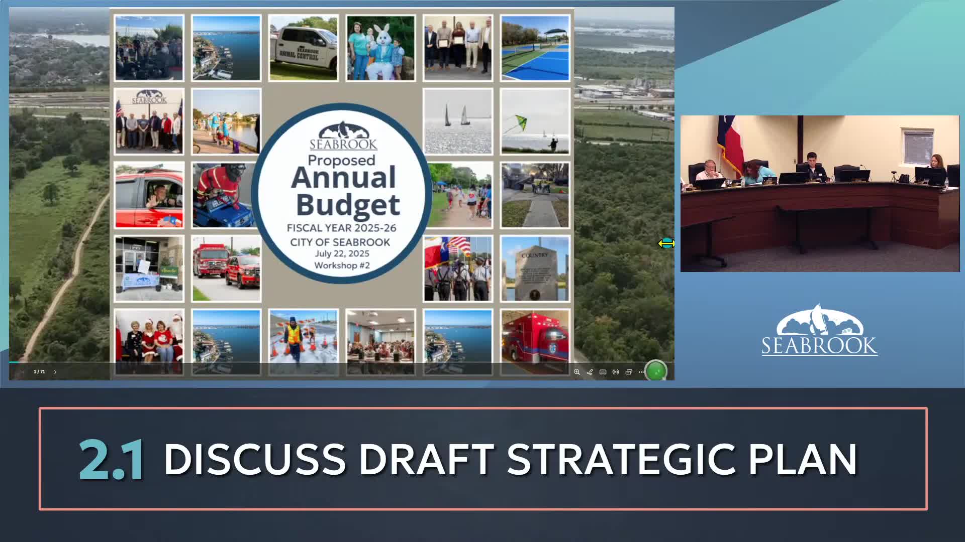 Seabrook reviews proposed $52 million FY2025–26 budget; council gives direction on stipends, events and capital needs