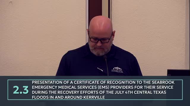 Seabrook council approves consent items, appointments, audit contract and grant submissions; recusal noted