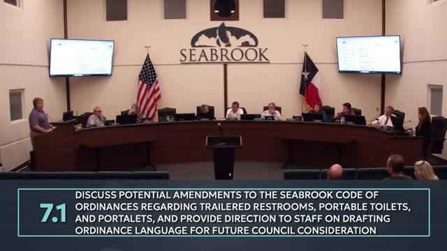 Council directs staff to draft ordinance on trailer restrooms and porta‑potties; workshop with Planning & Zoning requested