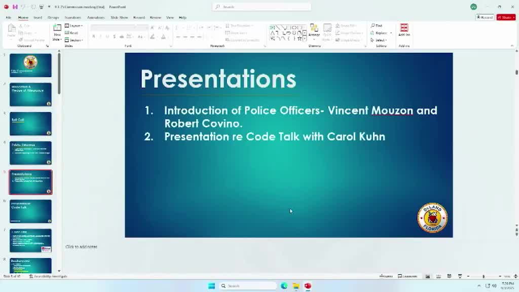 No substantive action — ceremonial recognition presented